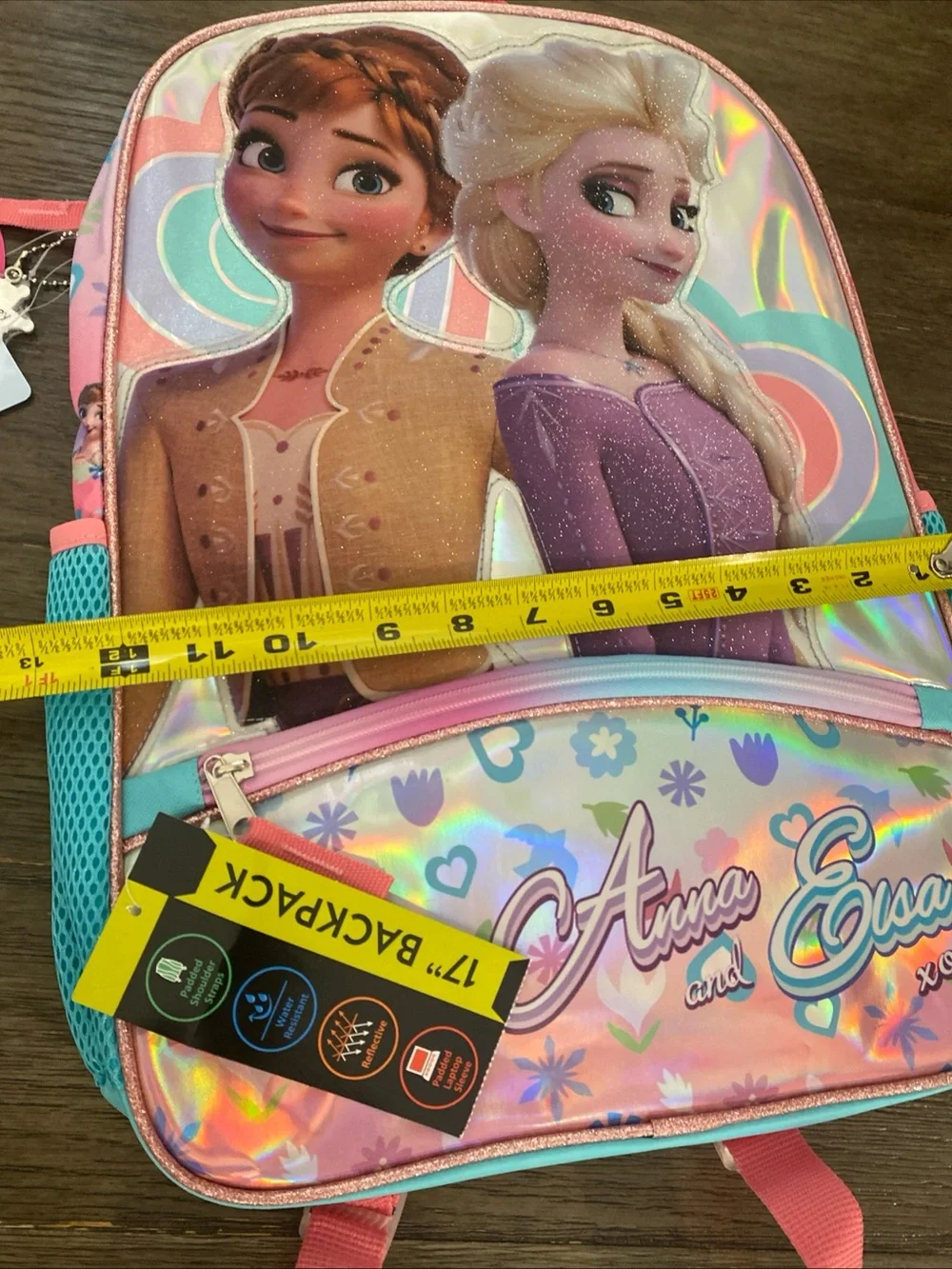 Disney Frozen Anna and Elsa Pink Purple Holographic Kids Backpack